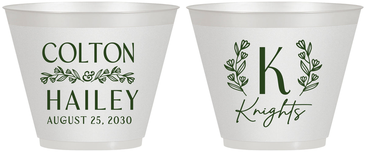 Custom Wedding 9 oz Wine Frosted Cups - Monogram | 800