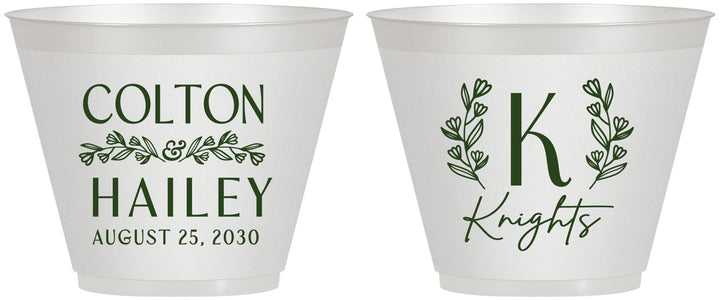 Custom Wedding 9 oz Wine Frosted Cups - Monogram | 800