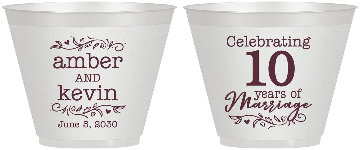 Custom Anniversary 9 oz Wine Frosted Cups - 10 Years Of Marriage | 80000