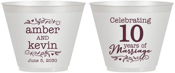 Custom Anniversary 9 oz Wine Frosted Cups - 10 Years Of Marriage | 80000