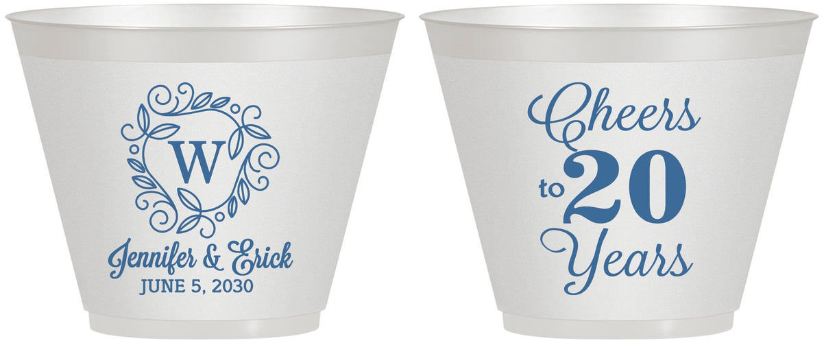 Custom Anniversary 9 oz Wine Frosted Cups - Cheers To 20 Years | 80001