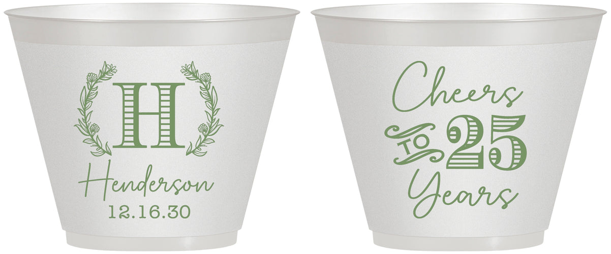 Custom Anniversary 9 oz Wine Frosted Cups - Cheers To 25 Years | 80002