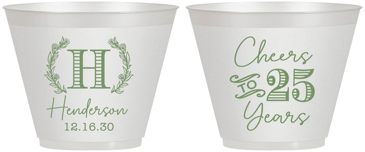 Custom Anniversary 9 oz Wine Frosted Cups - Cheers To 25 Years | 80002