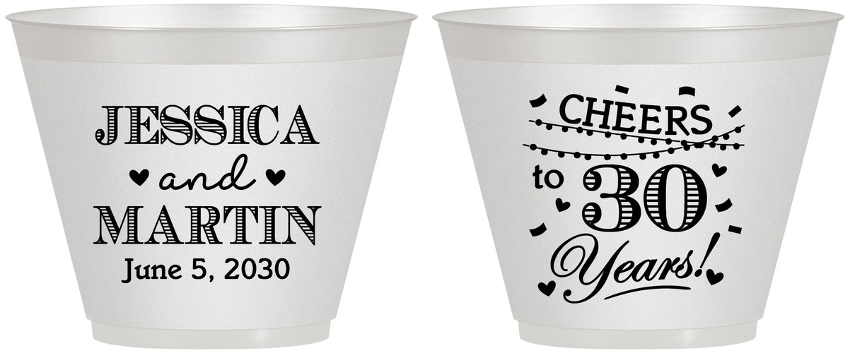 Custom Anniversary 9 oz Wine Frosted Cups - Cheers To 30 Years | 80003