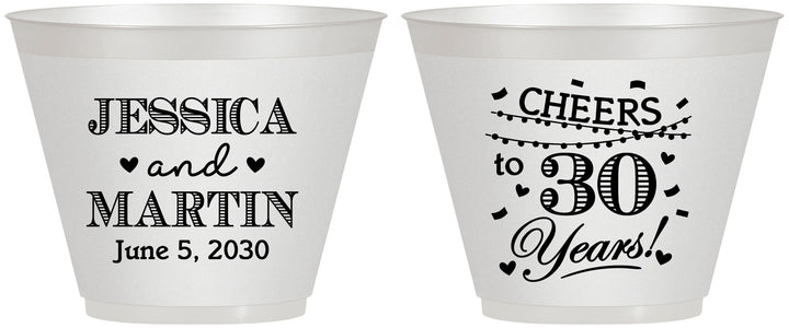 Custom Anniversary 9 oz Wine Frosted Cups - Cheers To 30 Years | 80003