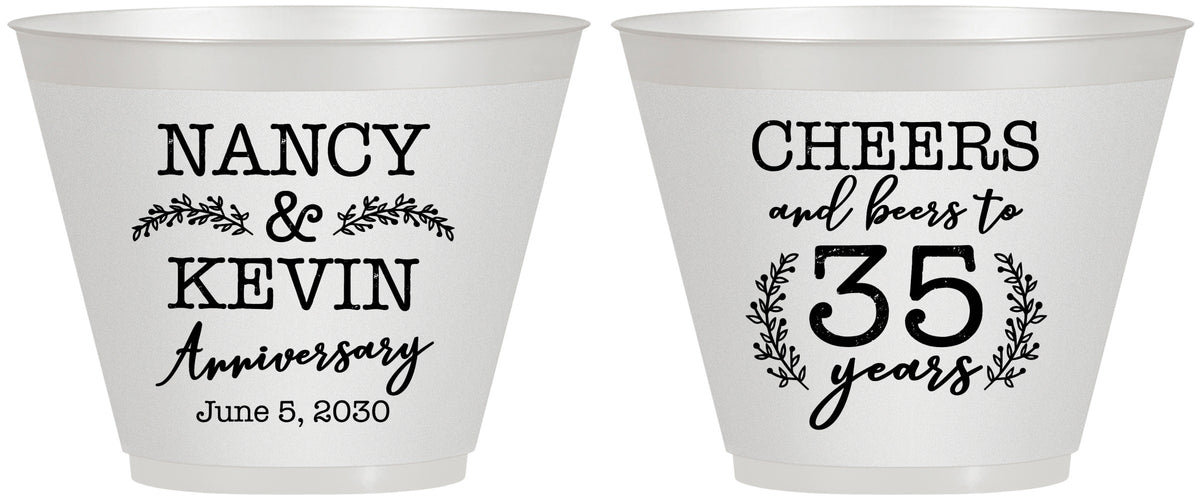 Custom Anniversary 9 oz Wine Frosted Cups - Cheers To 35 Years | 80004