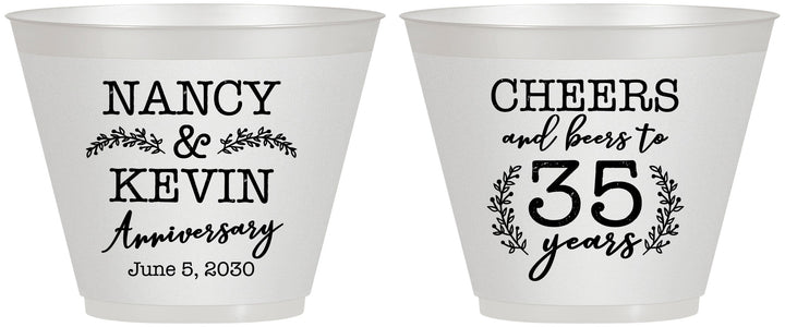 Custom Anniversary 9 oz Wine Frosted Cups - Cheers To 35 Years | 80004