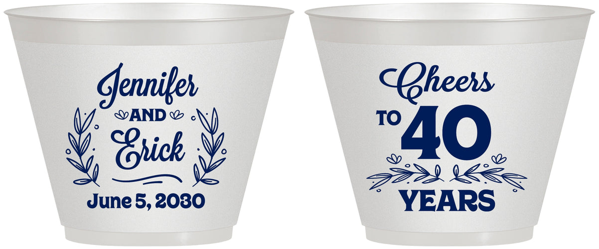 Custom Anniversary 9 oz Wine Frosted Cups - Cheers To 40 Years | 80005