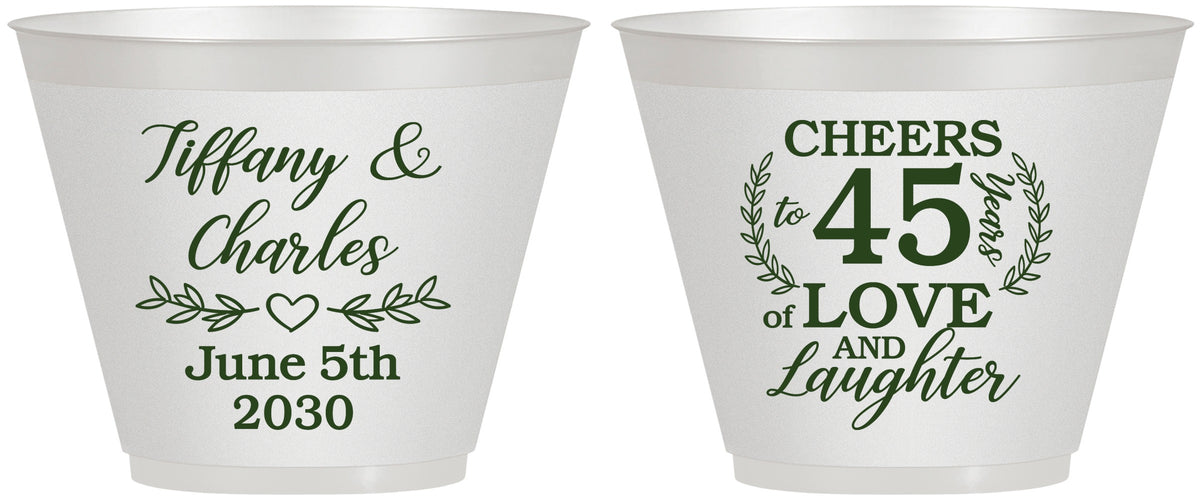 Custom Anniversary 9 oz Wine Frosted Cups - Cheers To 45 Years | 80006