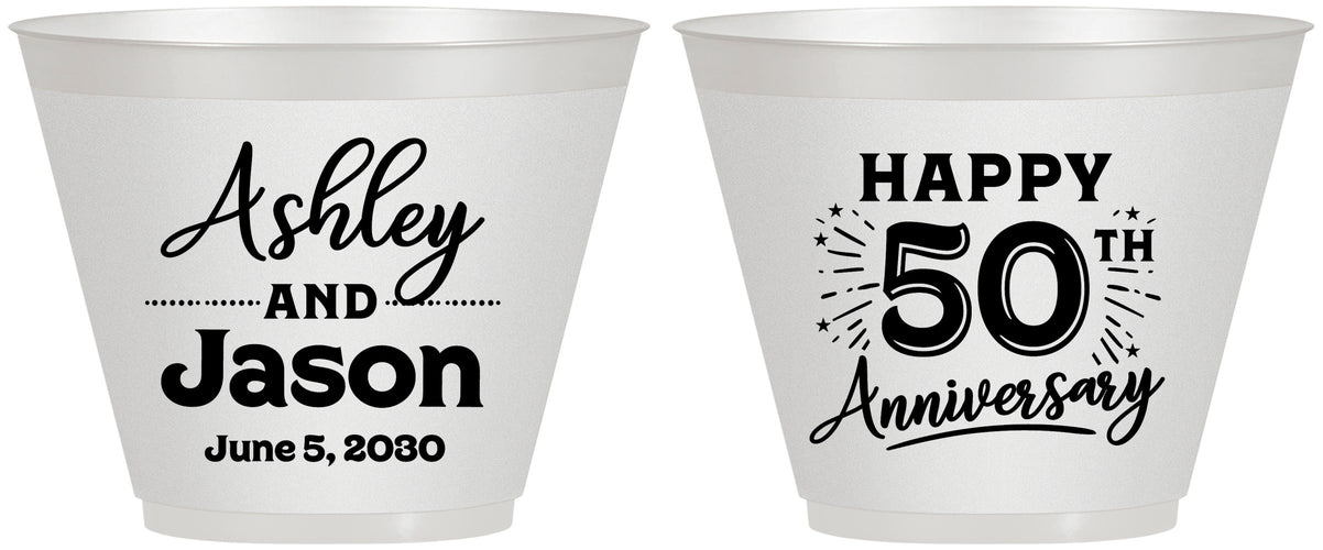 Custom Anniversary 9 oz Wine Frosted Cups - 50th Wedding | 80007