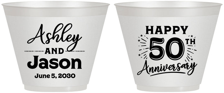 Custom Anniversary 9 oz Wine Frosted Cups - 50th Wedding | 80007