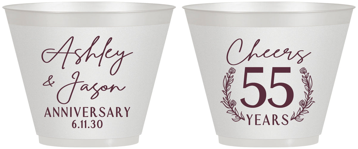 Custom Anniversary 9 oz Wine Frosted Cups - Cheers To 55 Years | 80008