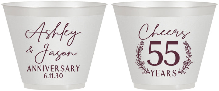 Custom Anniversary 9 oz Wine Frosted Cups - Cheers To 55 Years | 80008