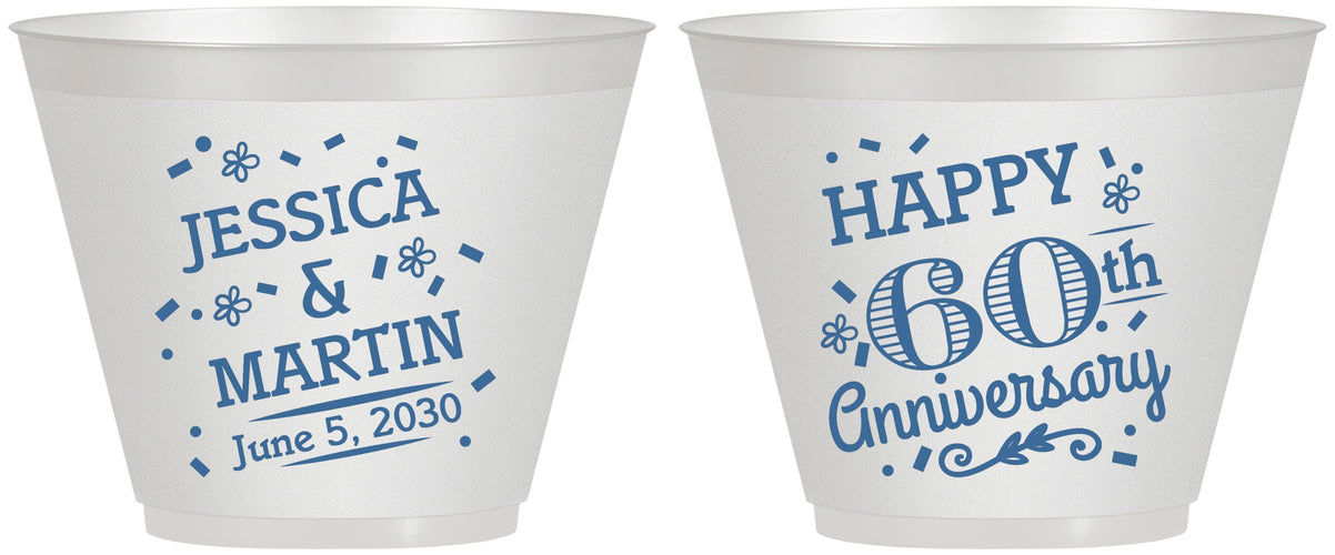 Custom Anniversary 9 oz Wine Frosted Cups - Cheers To 60 Years | 80009