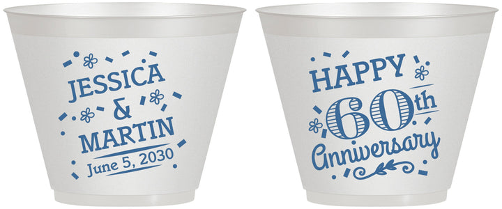 Custom Anniversary 9 oz Wine Frosted Cups - Cheers To 60 Years | 80009
