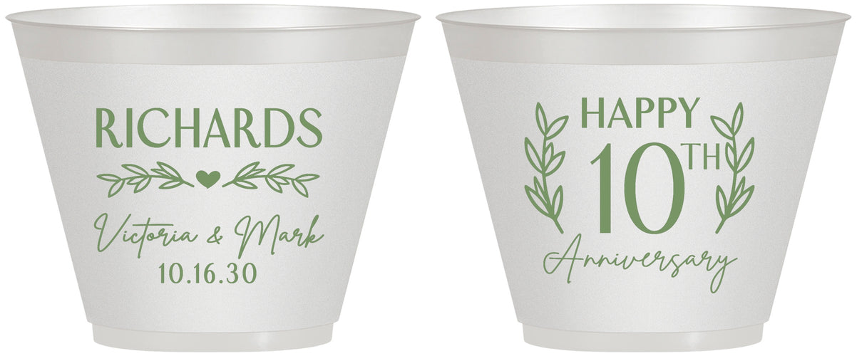 Custom Anniversary 9 oz Wine Frosted Cups - 10th Wedding | 80010
