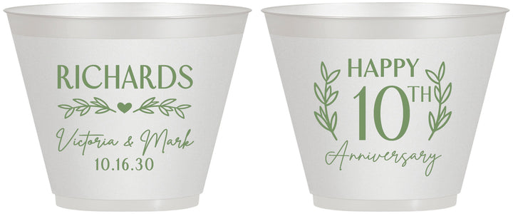 Custom Anniversary 9 oz Wine Frosted Cups - 10th Wedding | 80010