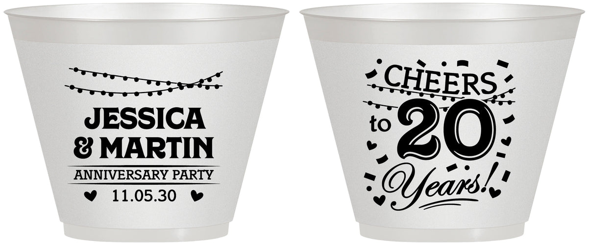 Custom Anniversary 9 oz Wine Frosted Cups - Cheers To 20 Years | 80011