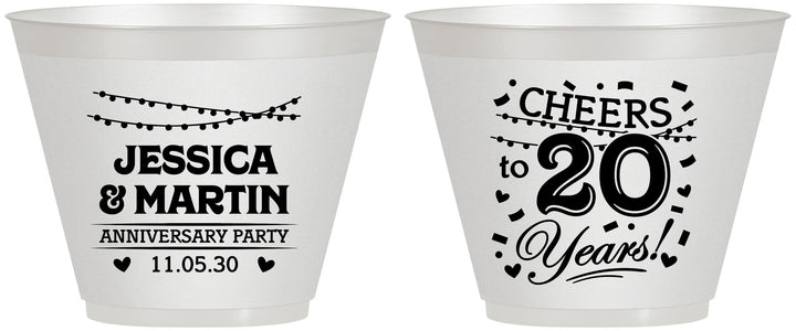 Custom Anniversary 9 oz Wine Frosted Cups - Cheers To 20 Years | 80011