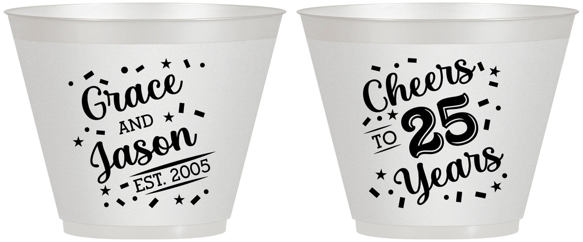 Custom Anniversary 9 oz Wine Frosted Cups - Cheers To 25 Years | 80012