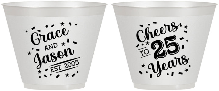 Custom Anniversary 9 oz Wine Frosted Cups - Cheers To 25 Years | 80012