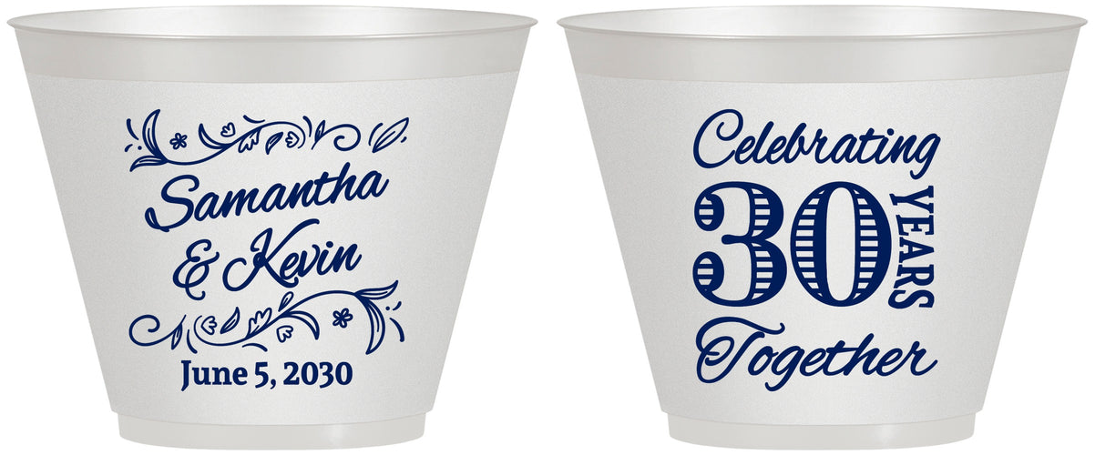 Custom Anniversary 9 oz Wine Frosted Cups - 30 Years Together | 80013