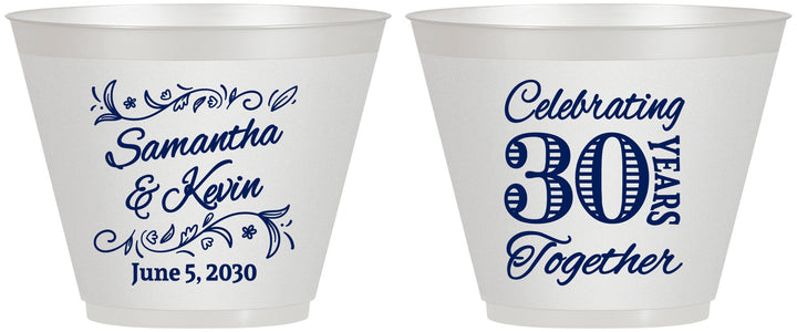 Custom Anniversary 9 oz Wine Frosted Cups - 30 Years Together | 80013