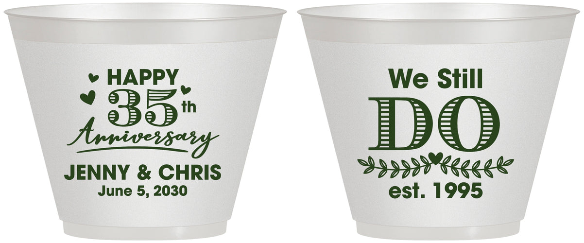 Custom Anniversary 9 oz Wine Frosted Cups - 35th Wedding | 80014