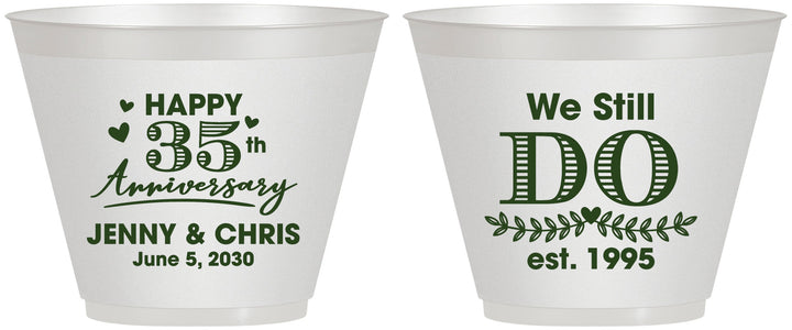Custom Anniversary 9 oz Wine Frosted Cups - 35th Wedding | 80014