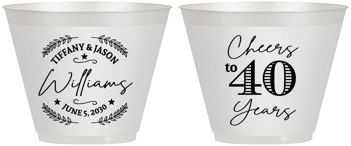 Custom Anniversary 9 oz Wine Frosted Cups - Cheers To 40 Years | 80015