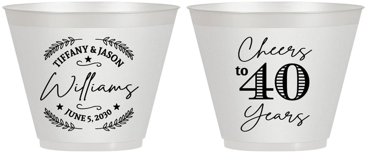 Custom Anniversary 9 oz Wine Frosted Cups - Cheers To 40 Years | 80015