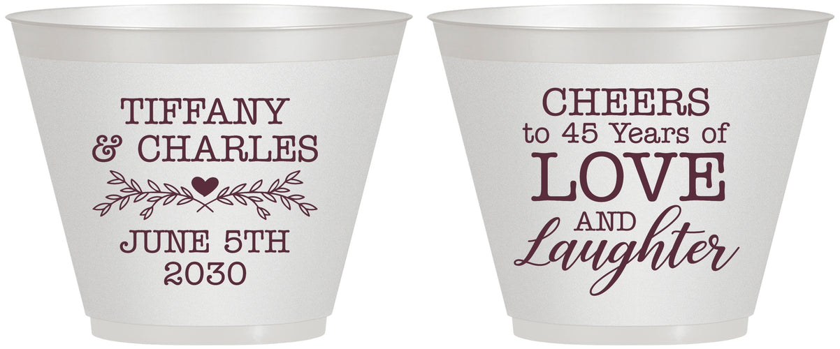Custom Anniversary 9 oz Wine Frosted Cups - Cheers To 45 Years | 80016