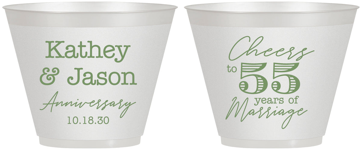 Custom Anniversary 9 oz Wine Frosted Cups - Cheers To 55 Years | 80018