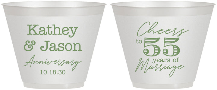 Custom Anniversary 9 oz Wine Frosted Cups - Cheers To 55 Years | 80018
