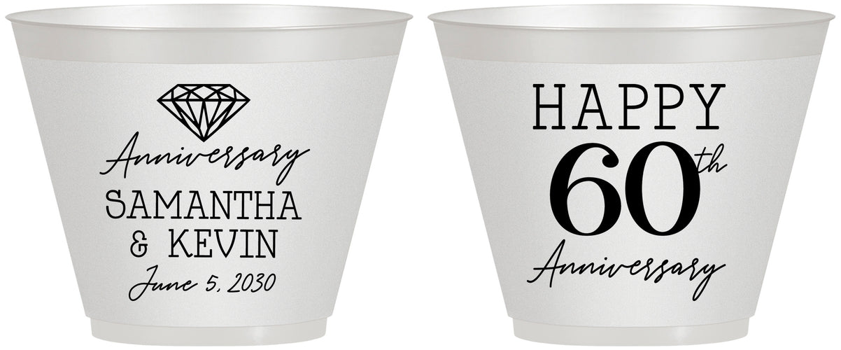 Custom Anniversary 9 oz Wine Frosted Cups - 60th Wedding | 80019