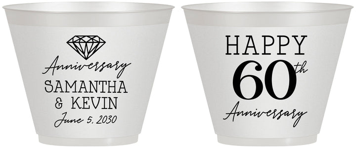 Custom Anniversary 9 oz Wine Frosted Cups - 60th Wedding | 80019