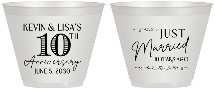 Custom Anniversary 9 oz Wine Frosted Cups - 10 Years Down | 80020