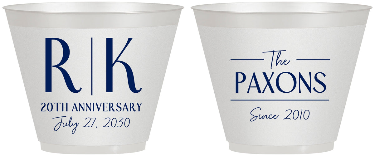 Custom Anniversary 9 oz Wine Frosted Cups - 20th Wedding | 80021