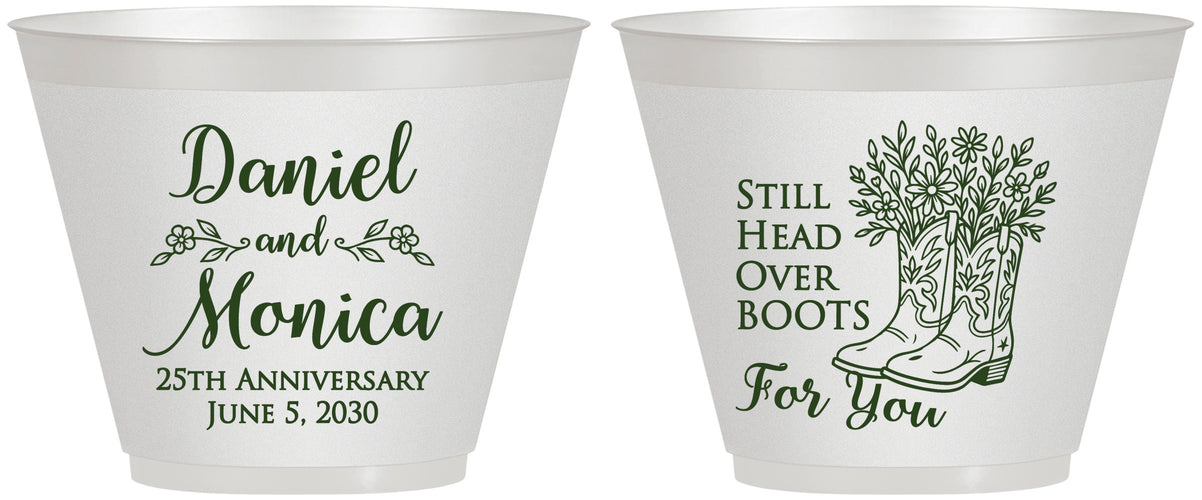 Custom Anniversary 9 oz Wine Frosted Cups - 25th Wedding | 80022