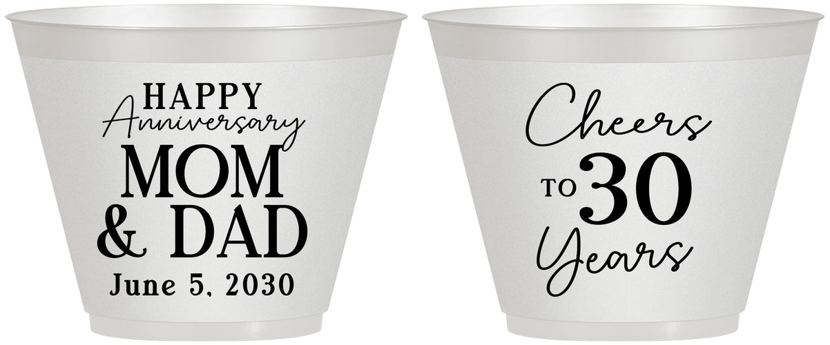 Custom Anniversary 9 oz Wine Frosted Cups - Cheers To 30 Years | 80023