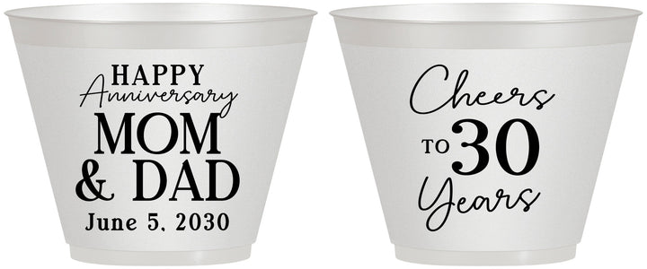Custom Anniversary 9 oz Wine Frosted Cups - Cheers To 30 Years | 80023