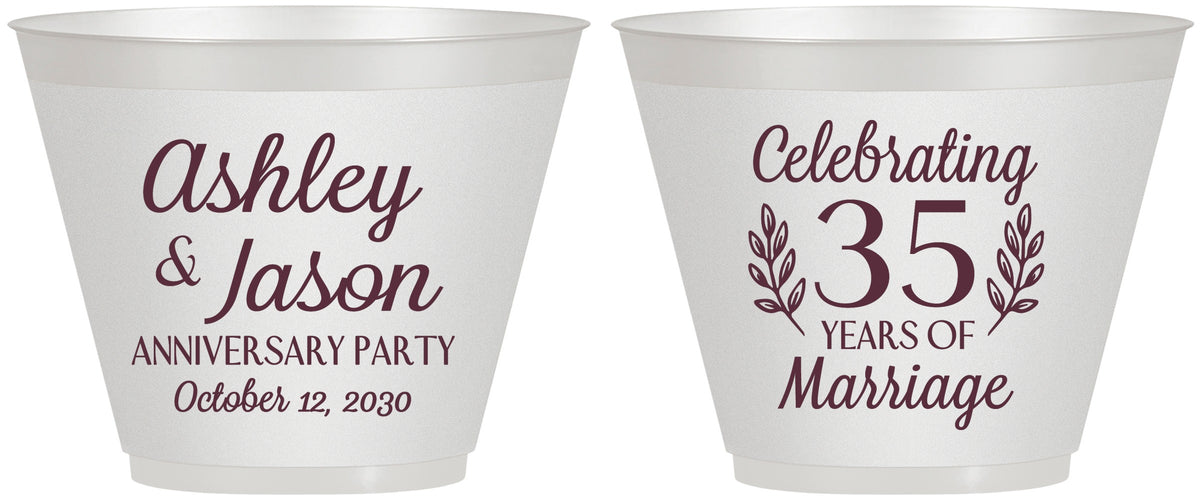 Custom Anniversary 9 oz Wine Frosted Cups - 35 Years Of Marriage | 80024