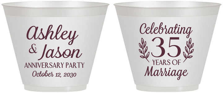 Custom Anniversary 9 oz Wine Frosted Cups - 35 Years Of Marriage | 80024