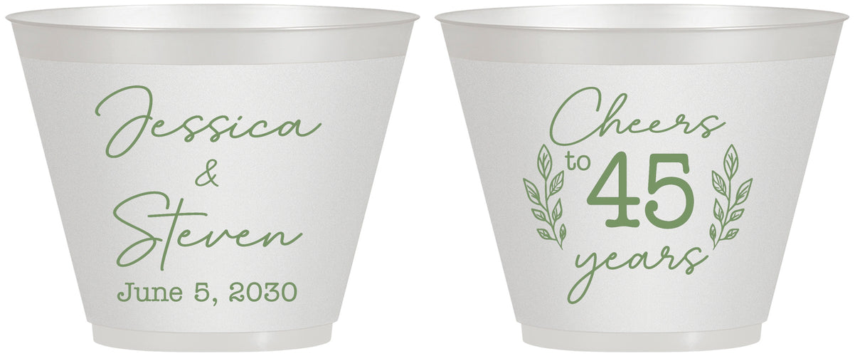 Custom Anniversary 9 oz Wine Frosted Cups - Cheers To 45 Years | 80026