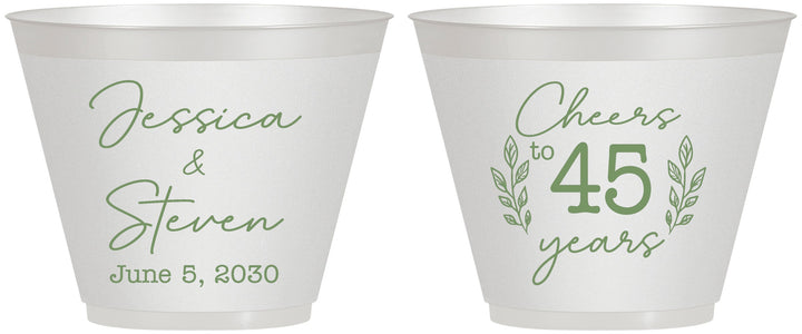 Custom Anniversary 9 oz Wine Frosted Cups - Cheers To 45 Years | 80026