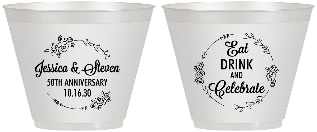 Custom Anniversary 9 oz Wine Frosted Cups - 50th Wedding | 80027