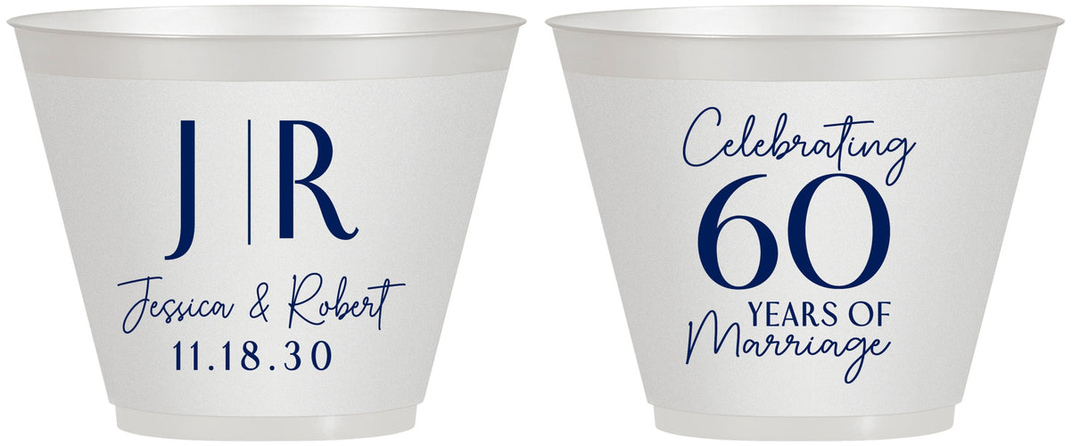 Custom Anniversary 9 oz Wine Frosted Cups - 60 Years Of Marriage | 80029