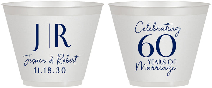 Custom Anniversary 9 oz Wine Frosted Cups - 60 Years Of Marriage | 80029