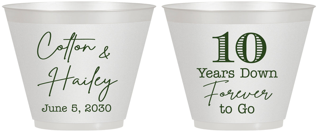 Custom Anniversary 9 oz Wine Frosted Cups - Just Married 10 Years Ago | 80030