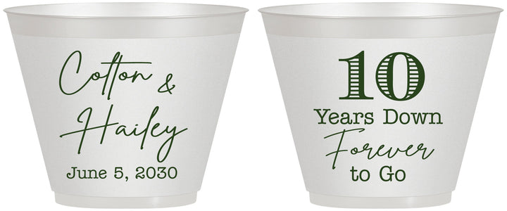 Custom Anniversary 9 oz Wine Frosted Cups - Just Married 10 Years Ago | 80030